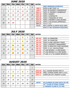 SUMMER SCHEDULE 2020