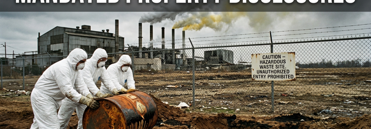 Mandated property disclosures and factory with pollution and tank removal