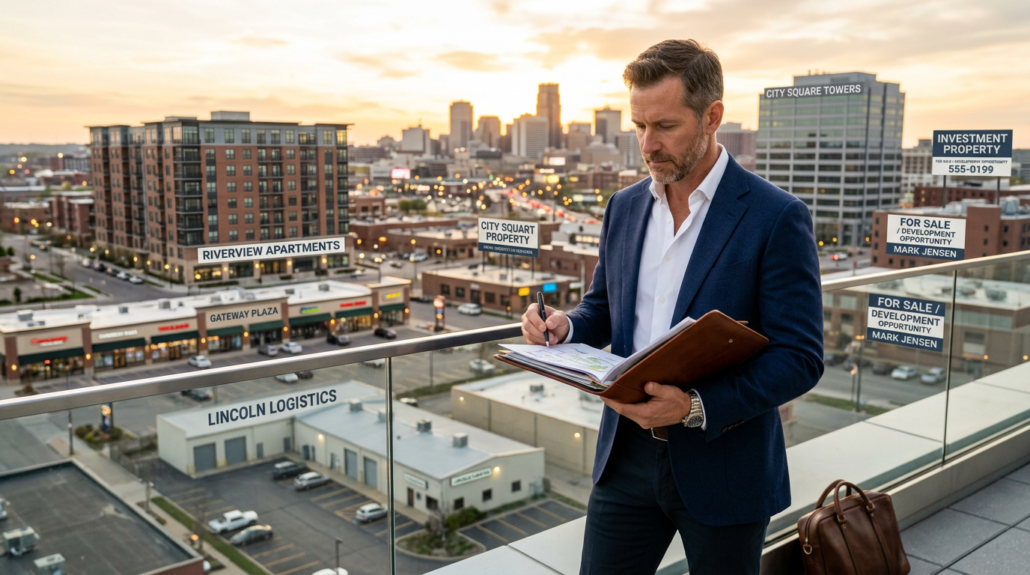 INVESTOR WITH multiple properties behind him