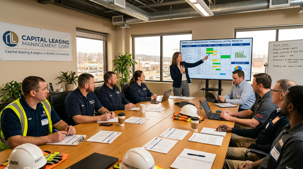 PROPERTY MANAGER MEETING with vendors and maintenance team