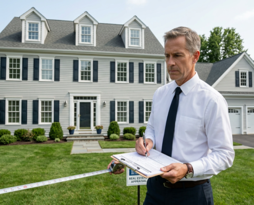 VALUATION-APPRAISAL-Appraiser working on real property