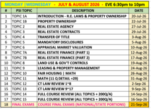 JULY 20 SCHEDULE 2026 - CAPITAL REAL ESTATE SCHOOL LLC
