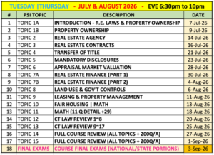 JULY 7 SCHEDULE 2026 - CAPITAL REAL ESTATE SCHOOL LLC